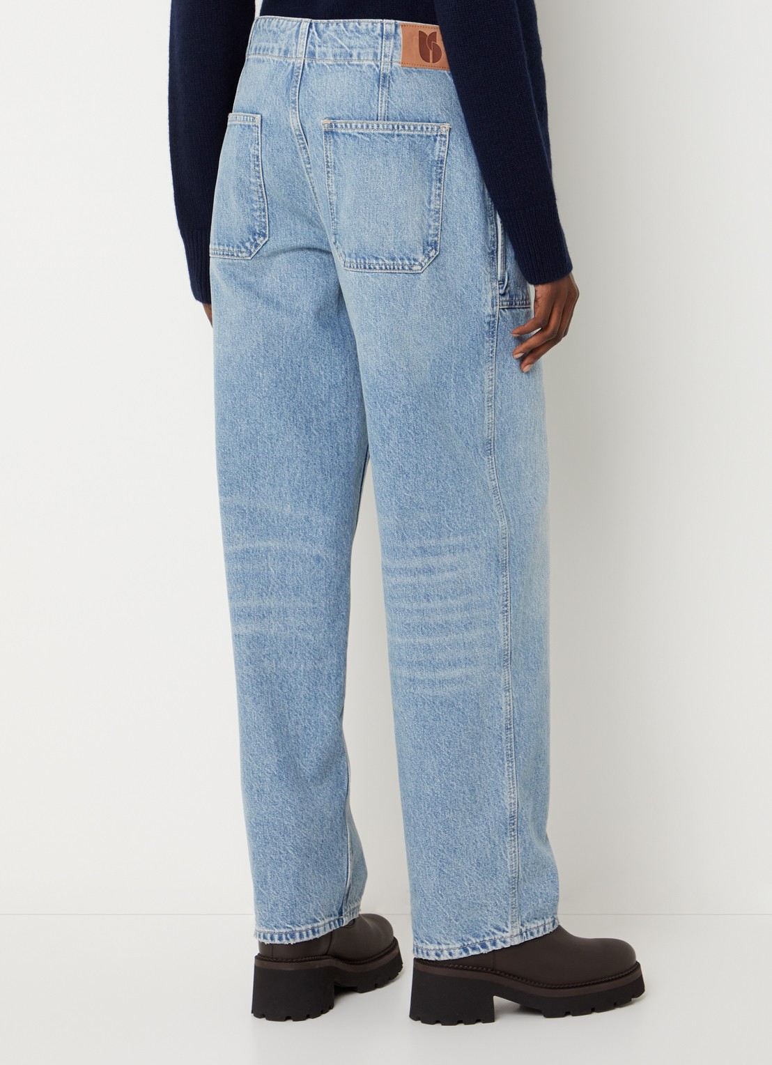 ba&sh Cocy high waist straight fit jeans met lichte wassing - achterkant 2 indigo
