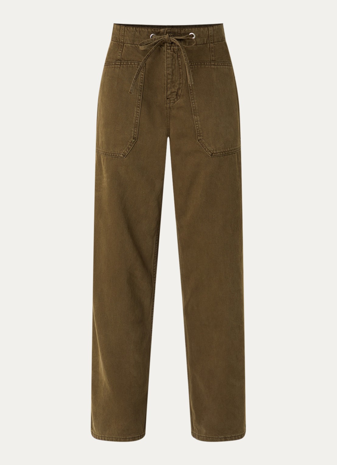 ba&sh Cocy mid waist straight fit jeans met steekzakken - voorkant bronsgroen