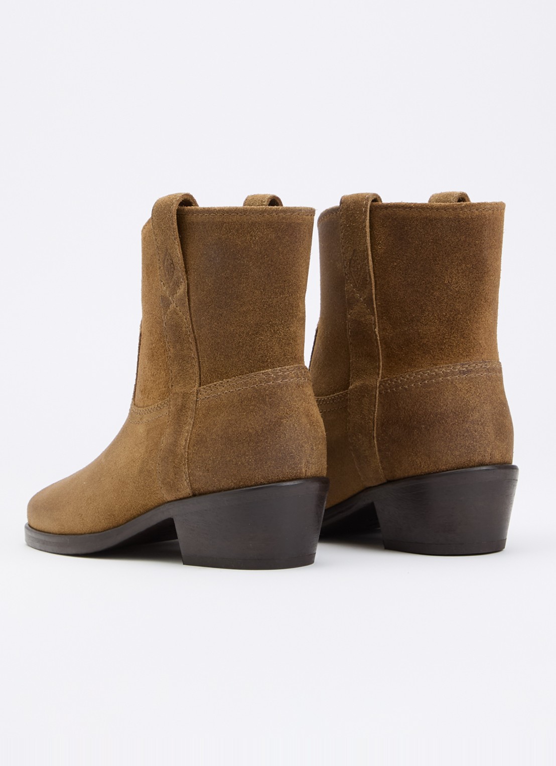 ba&sh Cody enkellaarsje van suède - achterkant beige