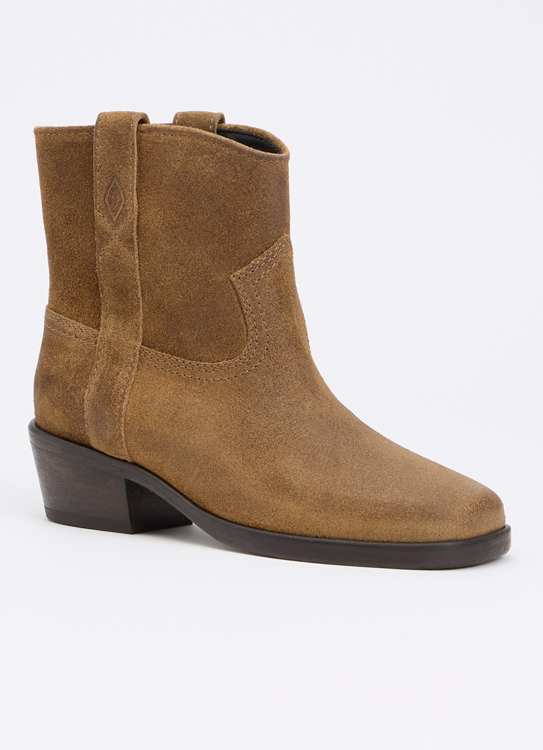 ba&sh Cody enkellaarsje van suède - voorkant 4 beige