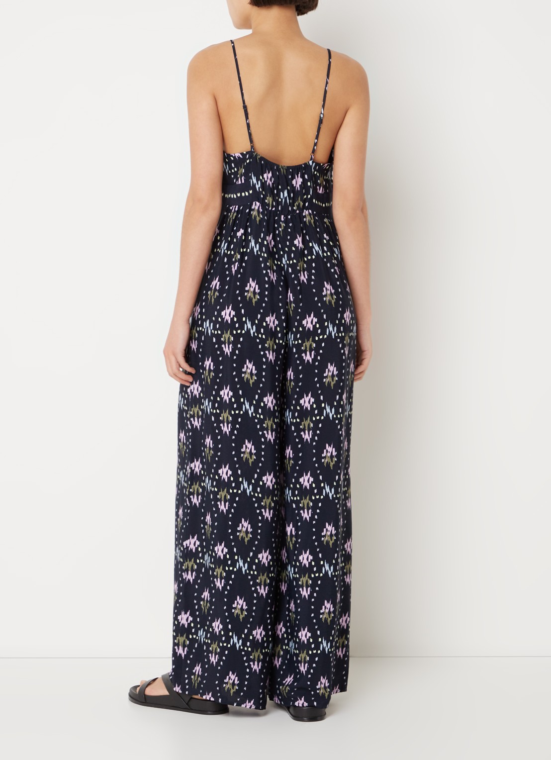 ba&sh Combinaison wide fit jumpsuit met print - achterkant donkerblauw