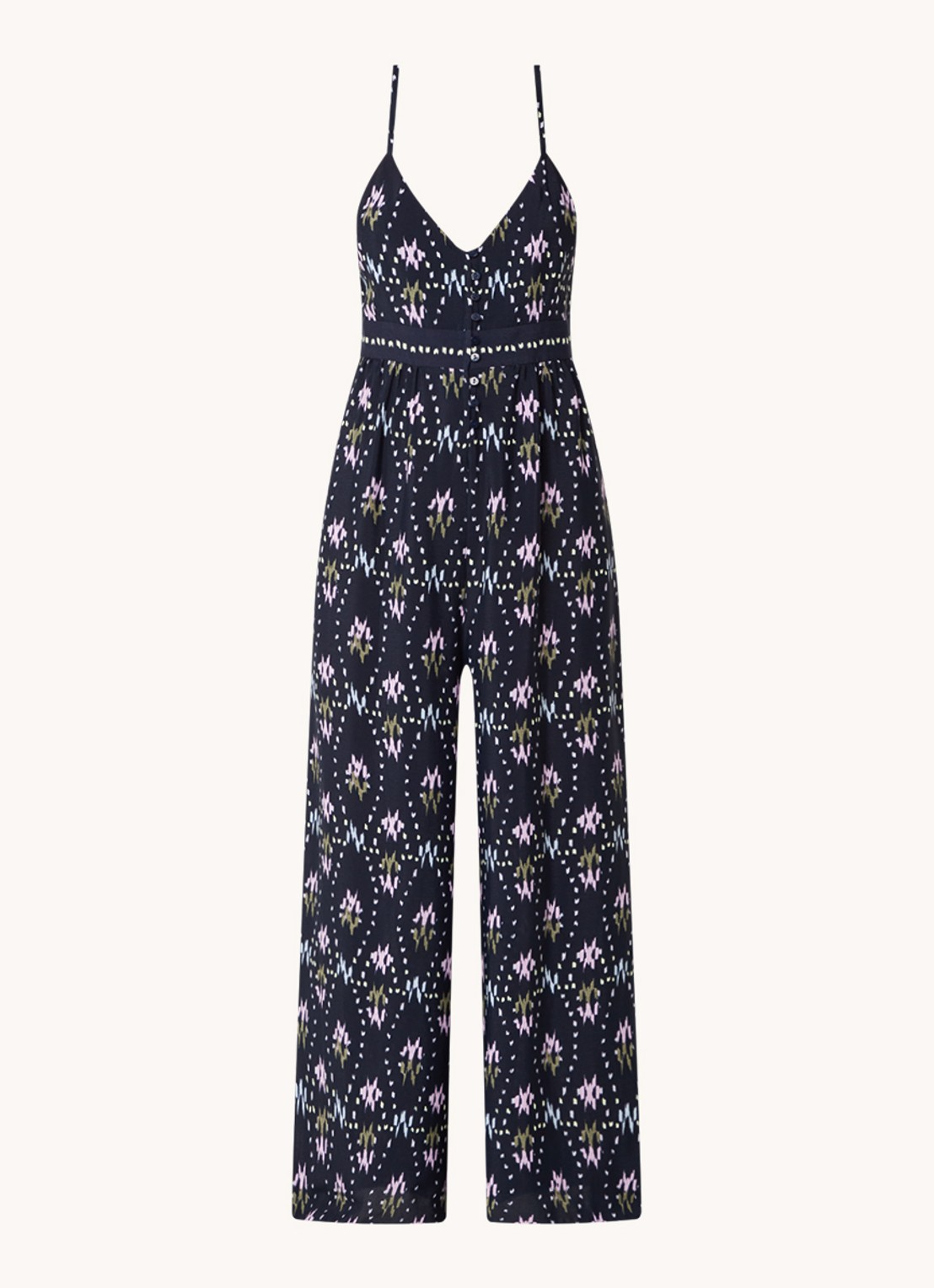 ba&sh Combinaison wide fit jumpsuit met print - voorkant 2 donkerblauw