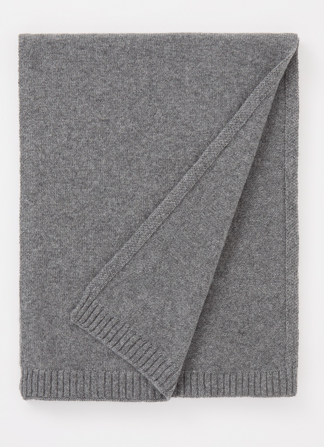 ba&sh Comie sjaal van kasjmier met logoborduring 190 x 35 cm - voorkant middengrijs