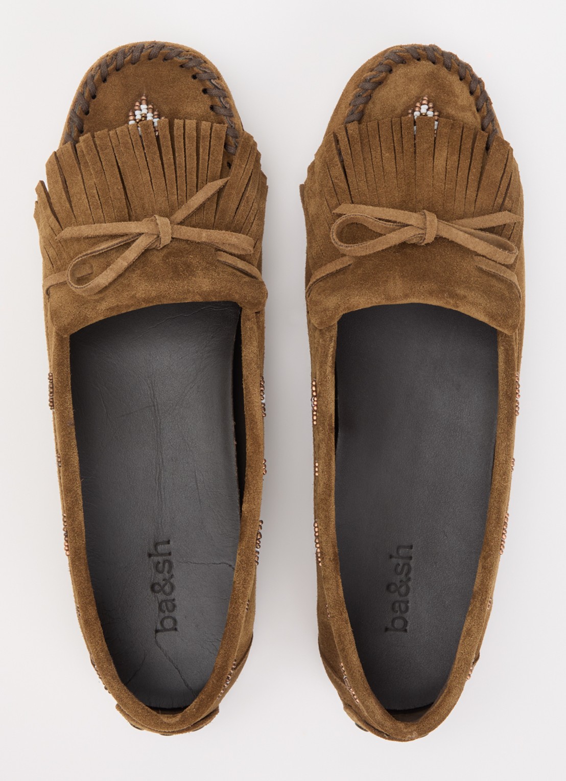 ba&sh Corto mocassin van suède - detail 4 bruin