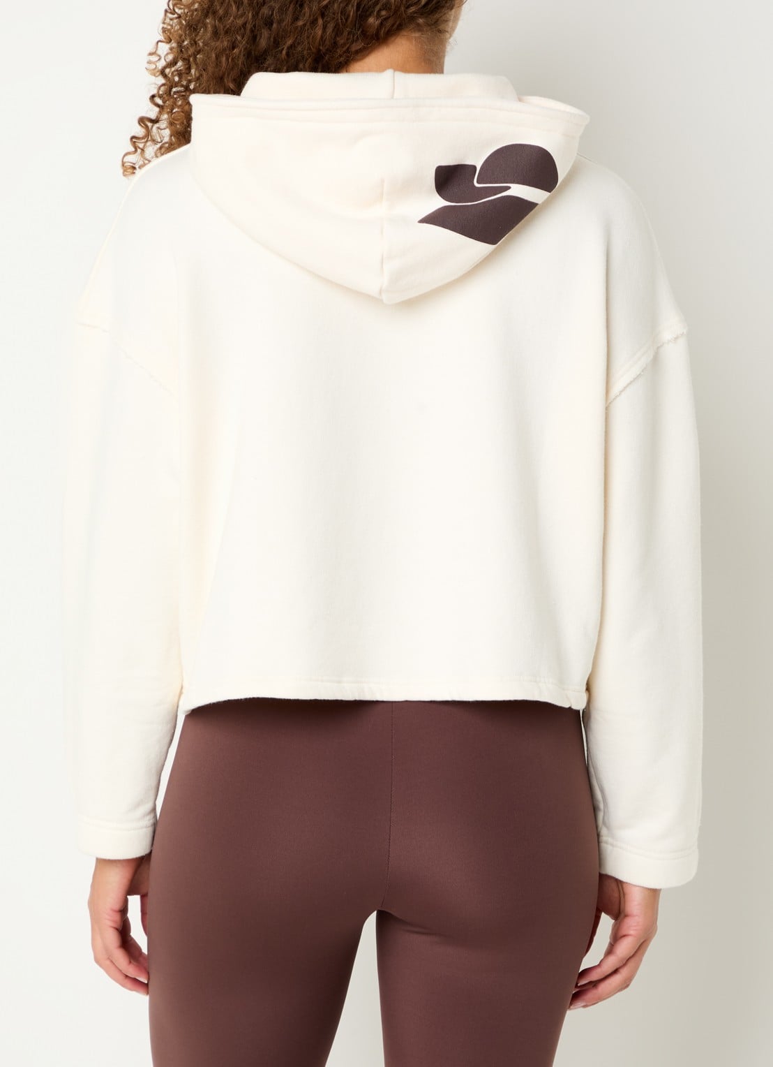 ba&sh Cropped hoodie met print - achterkant gebroken wit