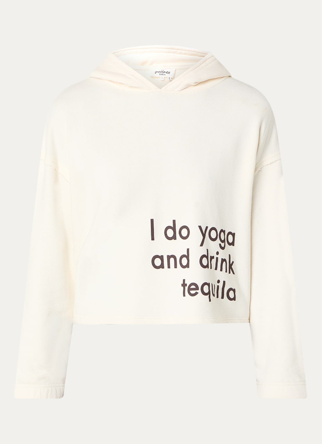 ba&sh Cropped hoodie met print - voorkant 2 gebroken wit