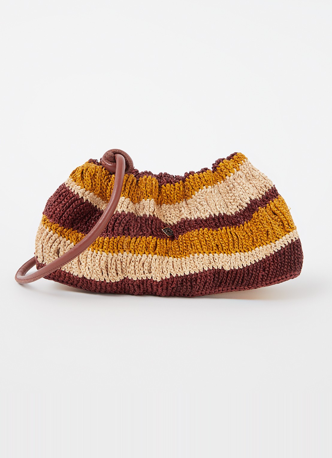 ba&sh Crossbodytas van raffia met leren details - voorkant bruin