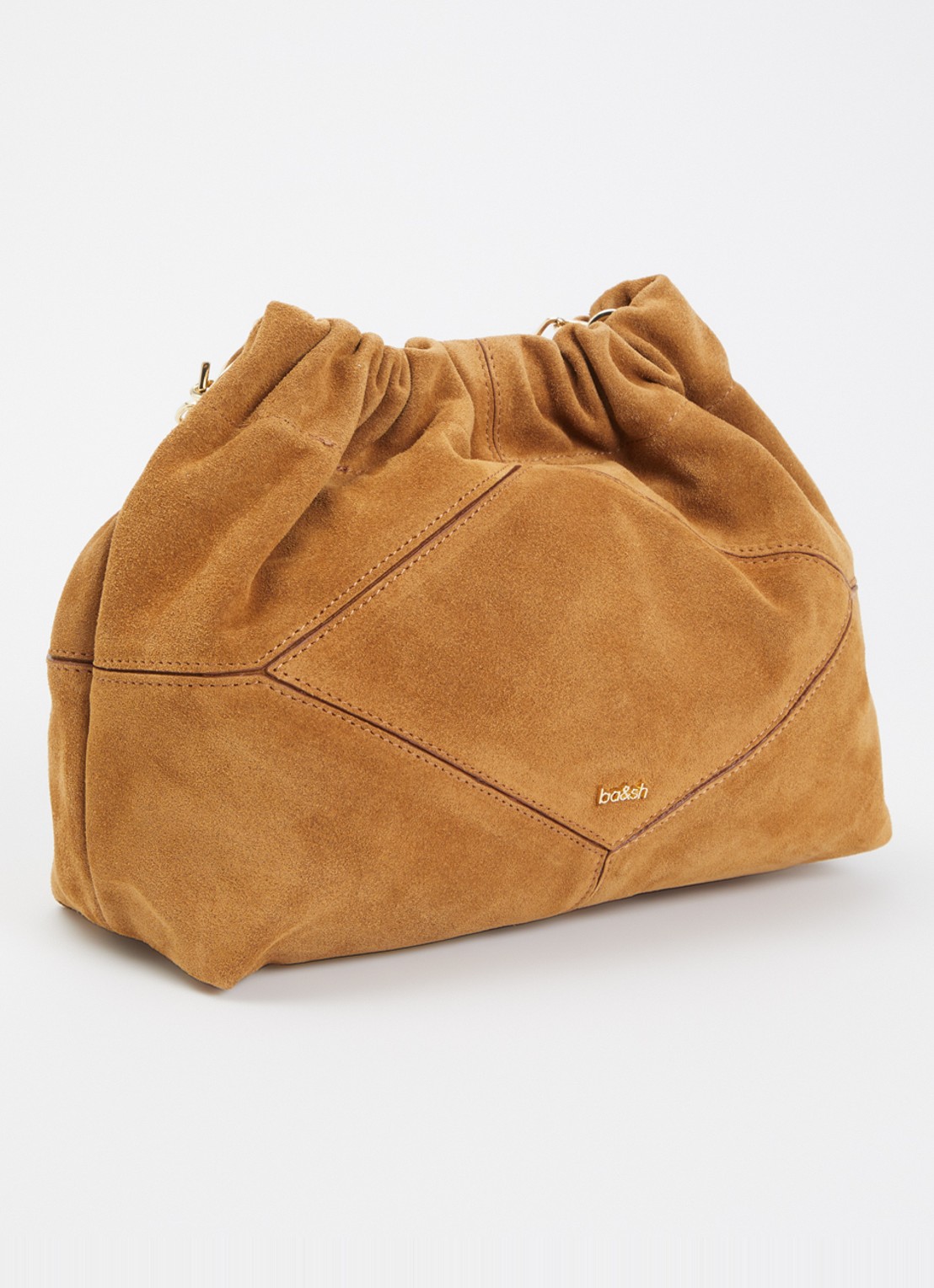 ba&sh Crossbodytas van suède - achterkant camel