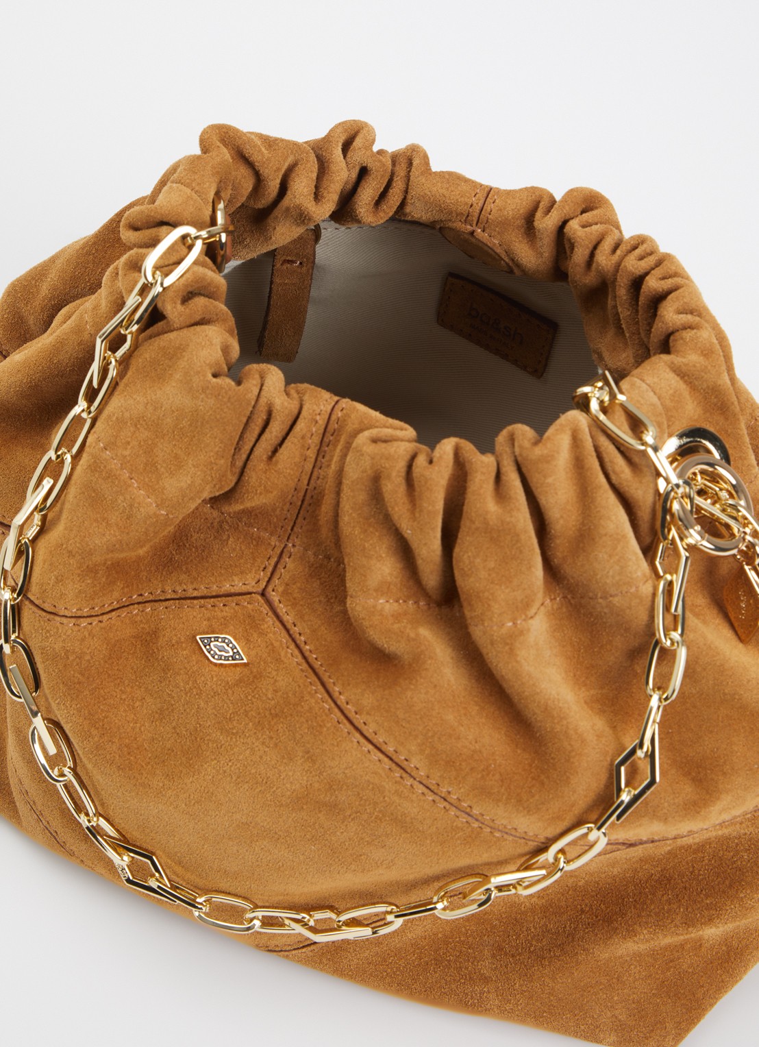 ba&sh Crossbodytas van suède - detail 3 camel