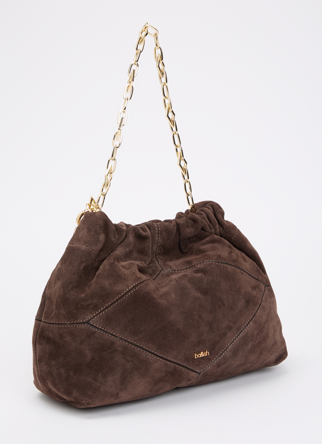 ba&sh Crossbodytas van suède - achterkant 5 donkerbruin