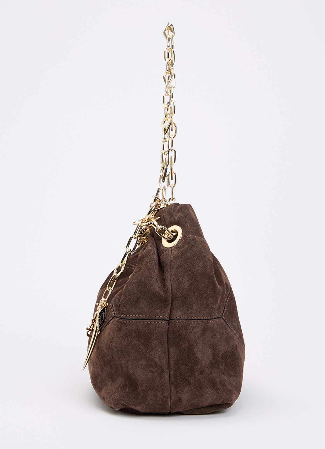 ba&sh Crossbodytas van suède - detail 3 donkerbruin