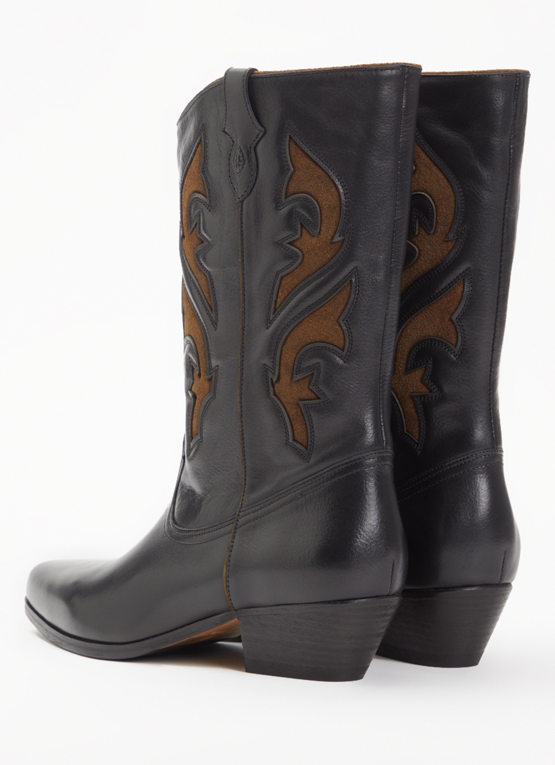 ba&sh Curtis cowboylaars van leer met details van suède - achterkant 4 zwart
