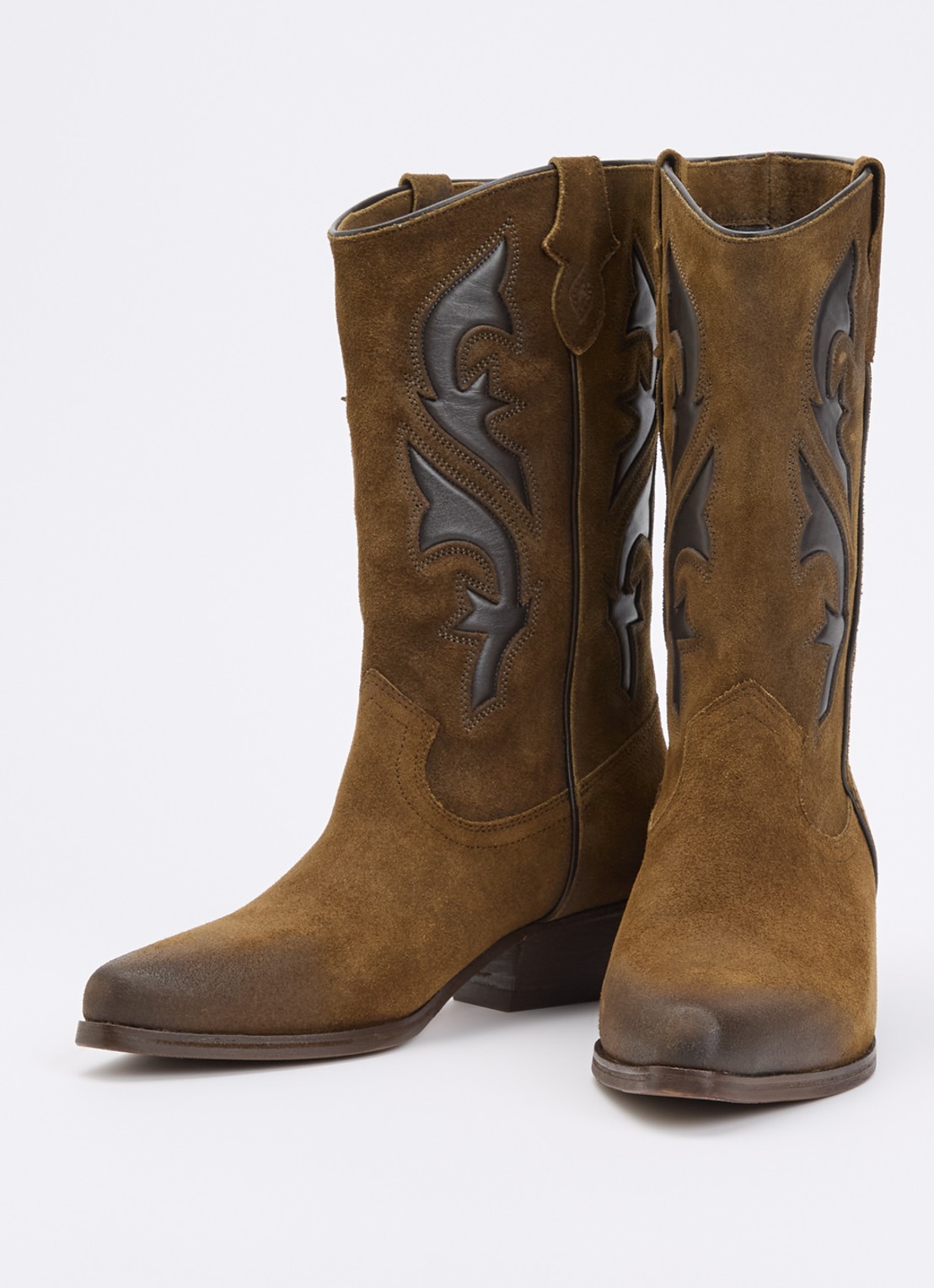 ba&sh Curtis cowboylaars van suède met details van leer - detail 3 bruin