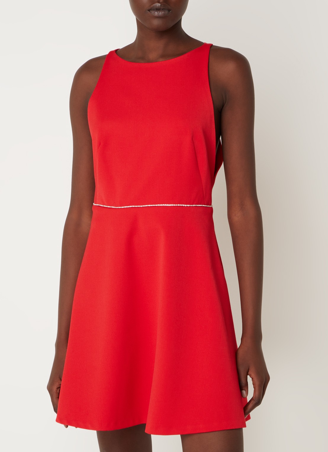 ba&sh Cute mini jurk met strass en rugdecolleté - detail rood