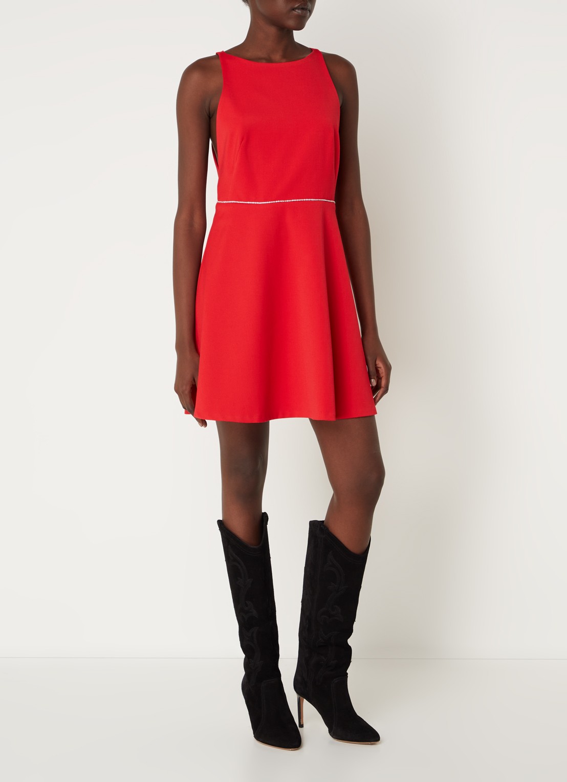 ba&sh Cute mini jurk met strass en rugdecolleté - voorkant 4 rood