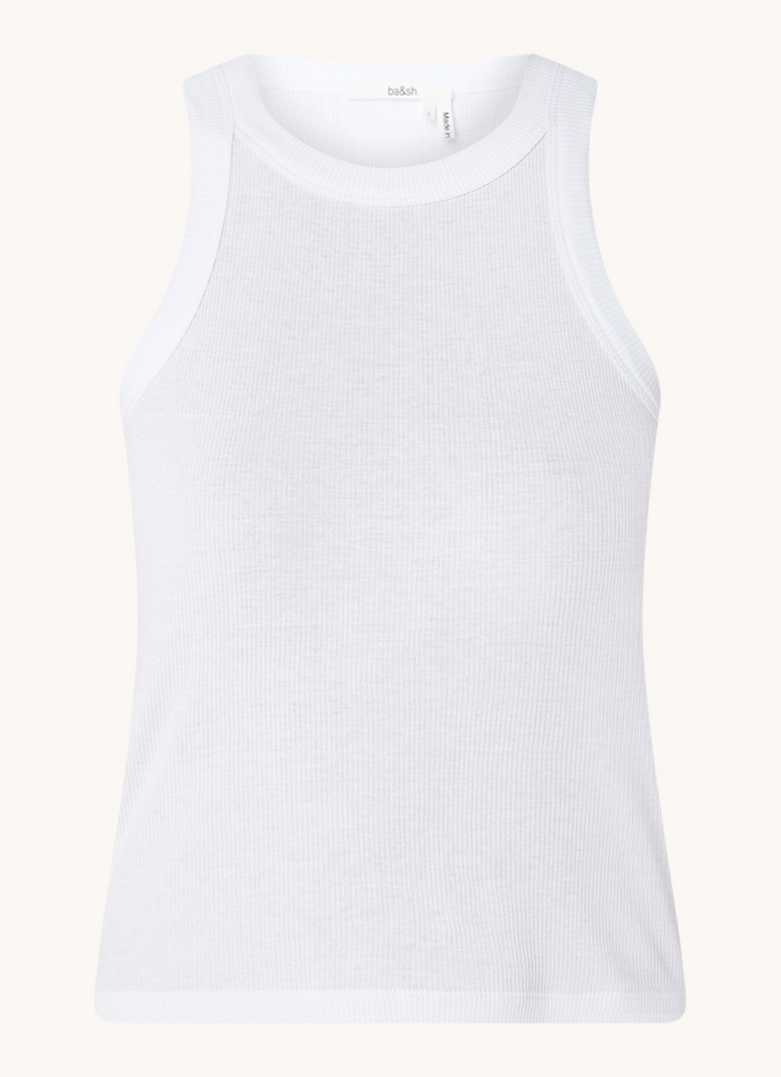 Ba&sh Cynda tanktop met ribstructuur - voorkant wit