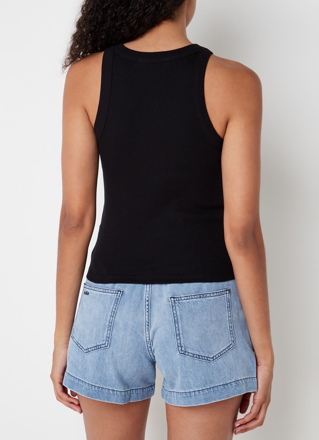 Ba&sh Cynda tanktop met ribstructuur - achterkant 4 zwart