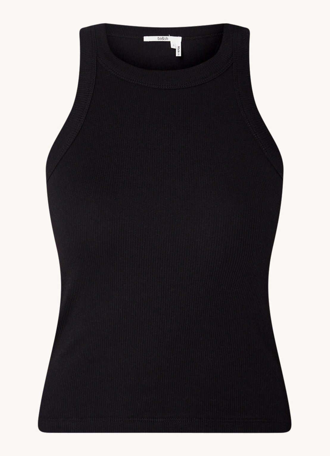 Ba&sh Cynda tanktop met ribstructuur - voorkant 2 zwart