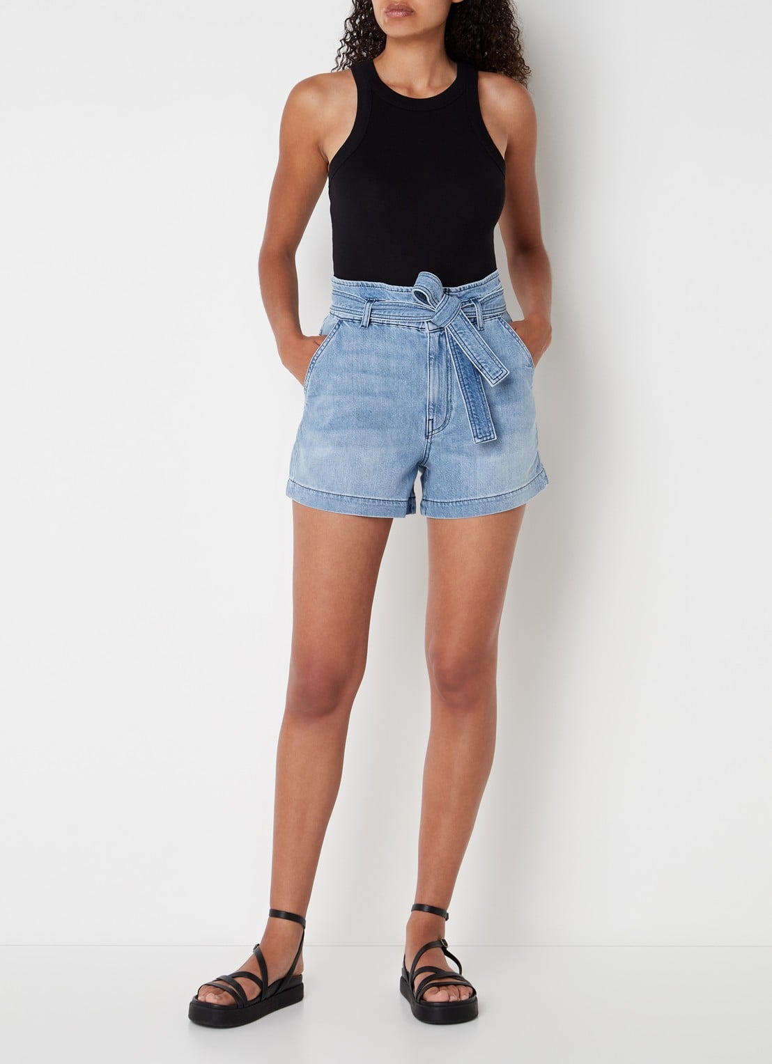 Ba&sh Cynda tanktop met ribstructuur - voorkant 3 zwart