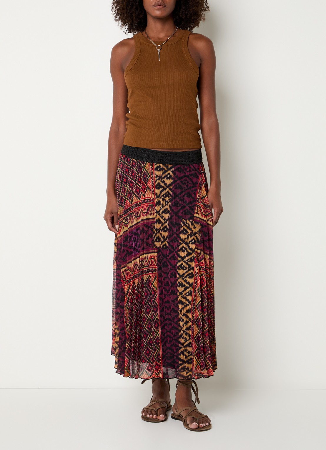 ba&sh Cynda tanktop met ronde hals - voorkant 4 cognac
