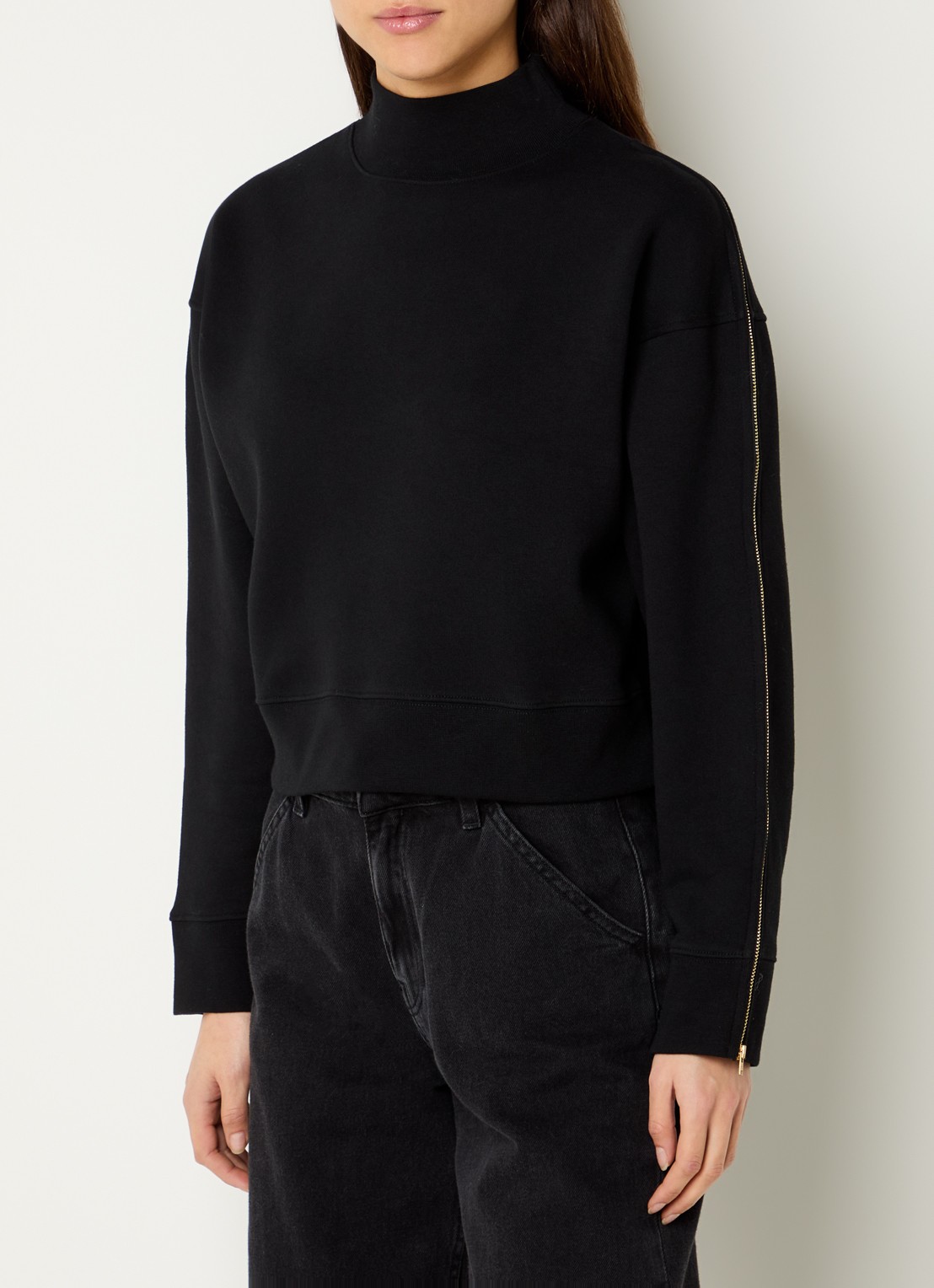 ba&sh Daky sweater met opstaande kraag en ritsdetail - detail 3 zwart