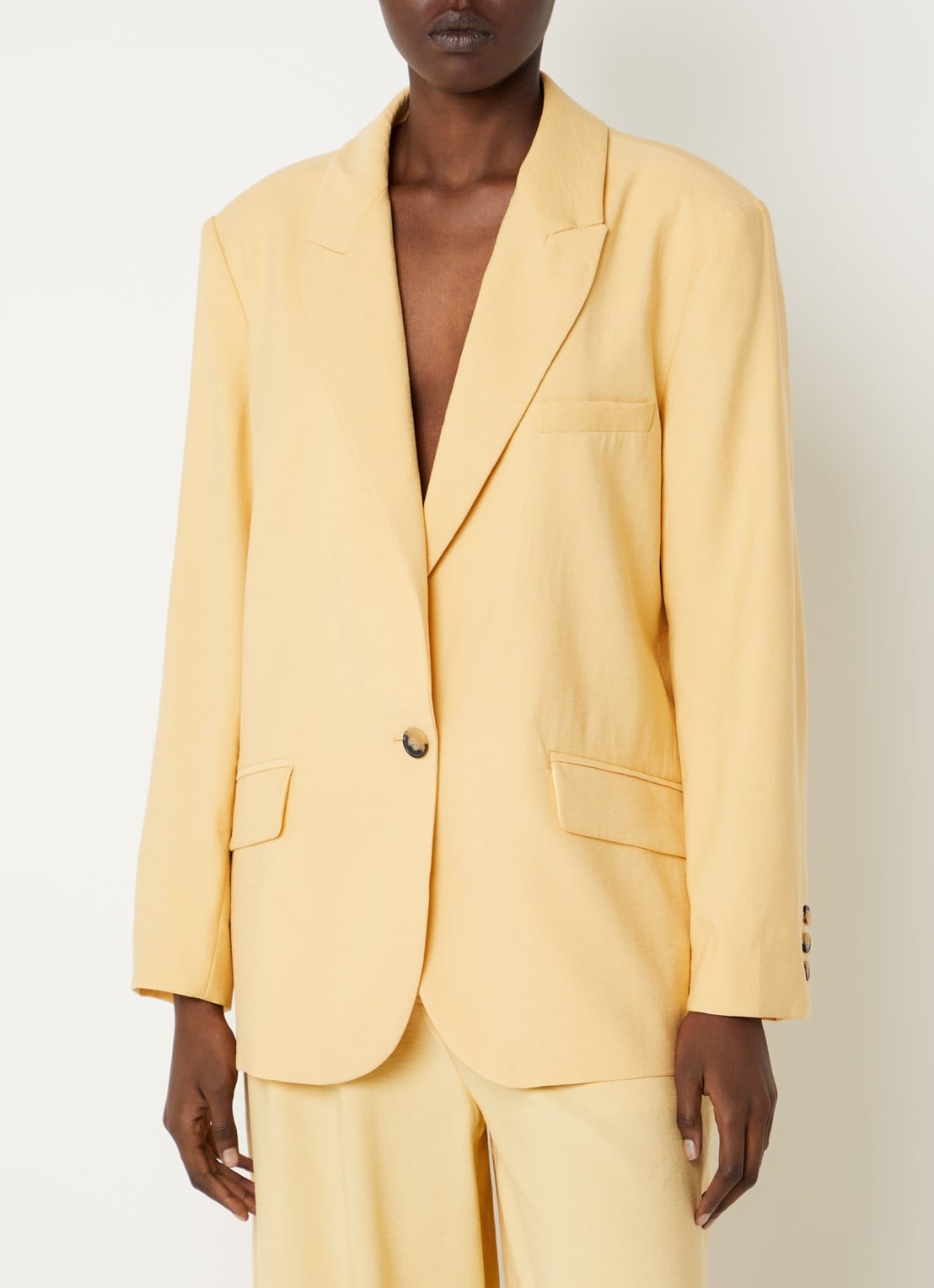 ba&sh Dalena blazer met klepzakken - detail 3 geel