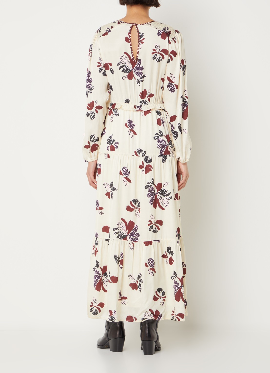 ba&sh Daya maxi jurk met print - achterkant 4 gebroken wit
