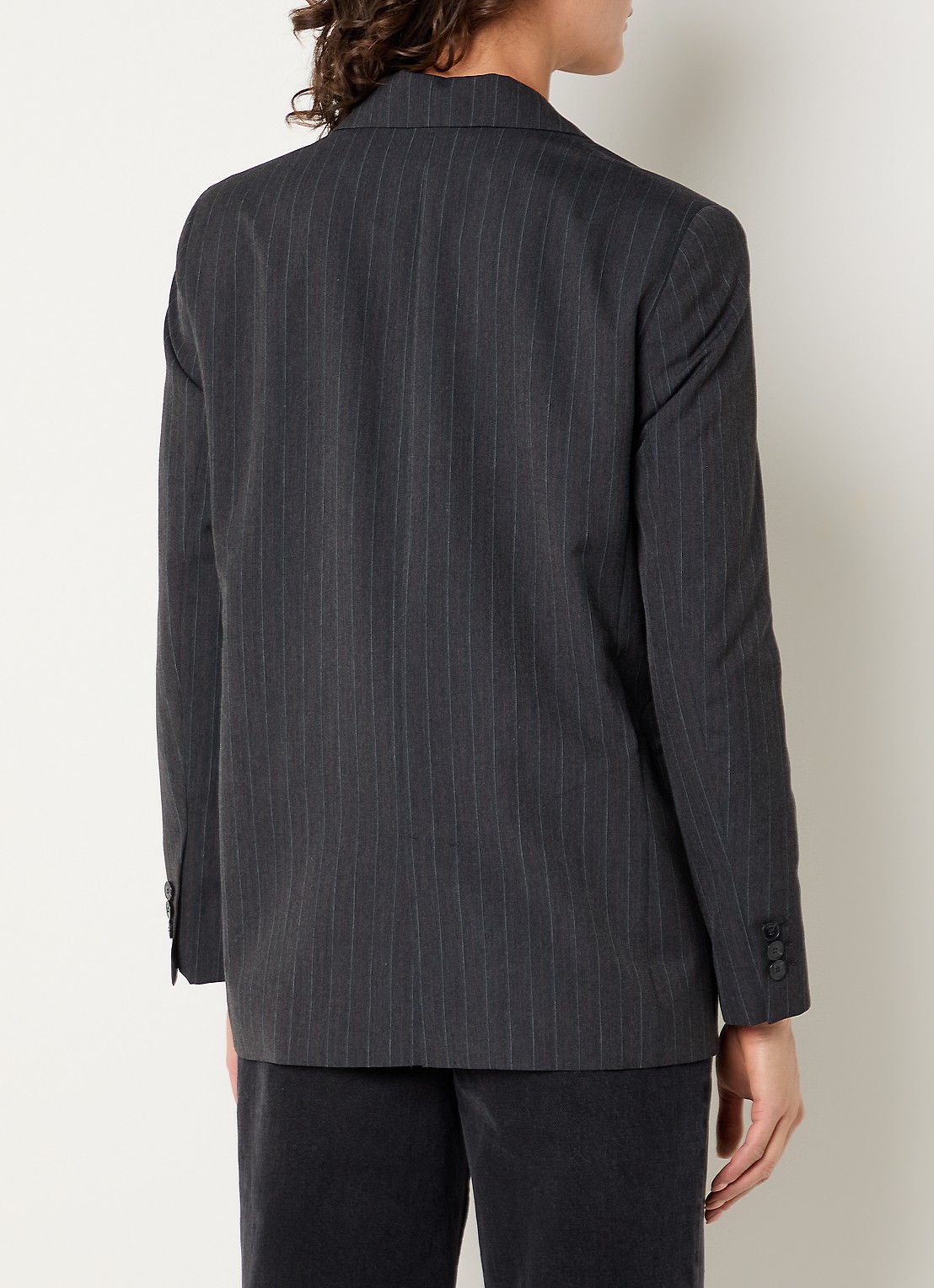 ba&sh Dayne blazer in wolblend met krijtstreep - achterkant 4 antraciet