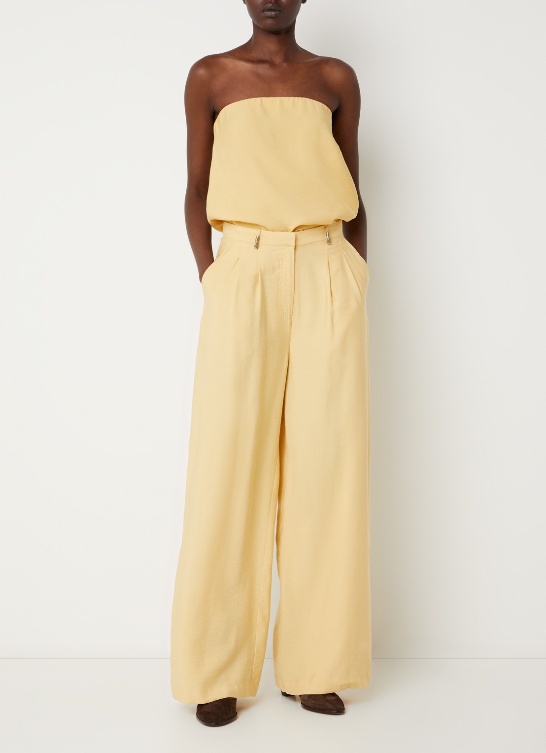 ba&sh Deborah strapless top  - voorkant 2 geel
