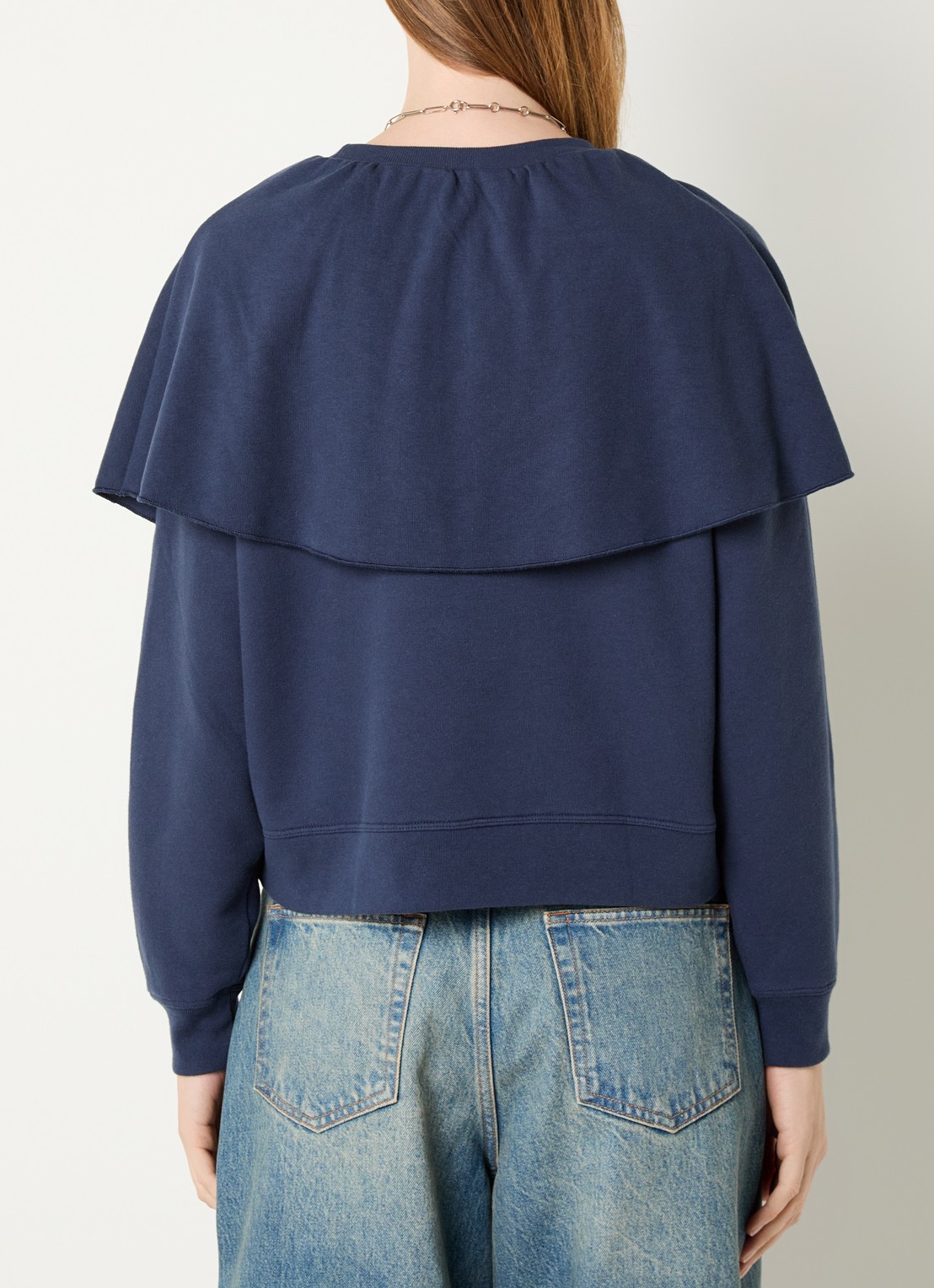 ba&sh Dehina sweater met volant - achterkant 4 donkerblauw