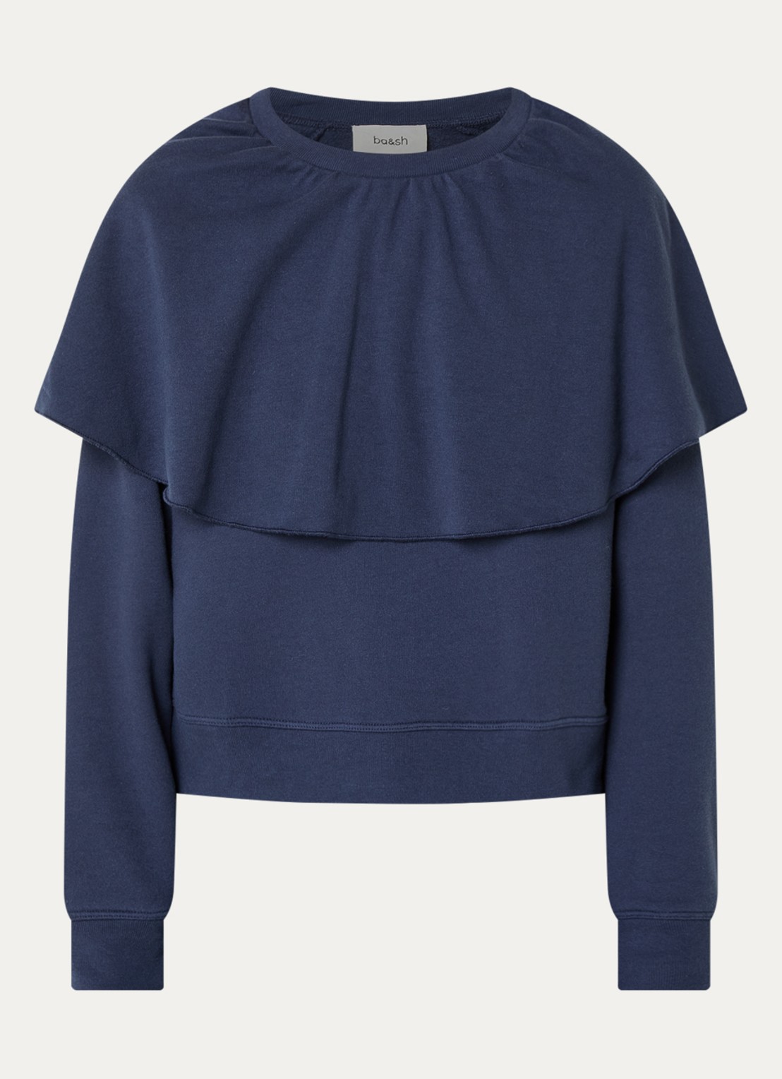 ba&sh Dehina sweater met volant - voorkant donkerblauw
