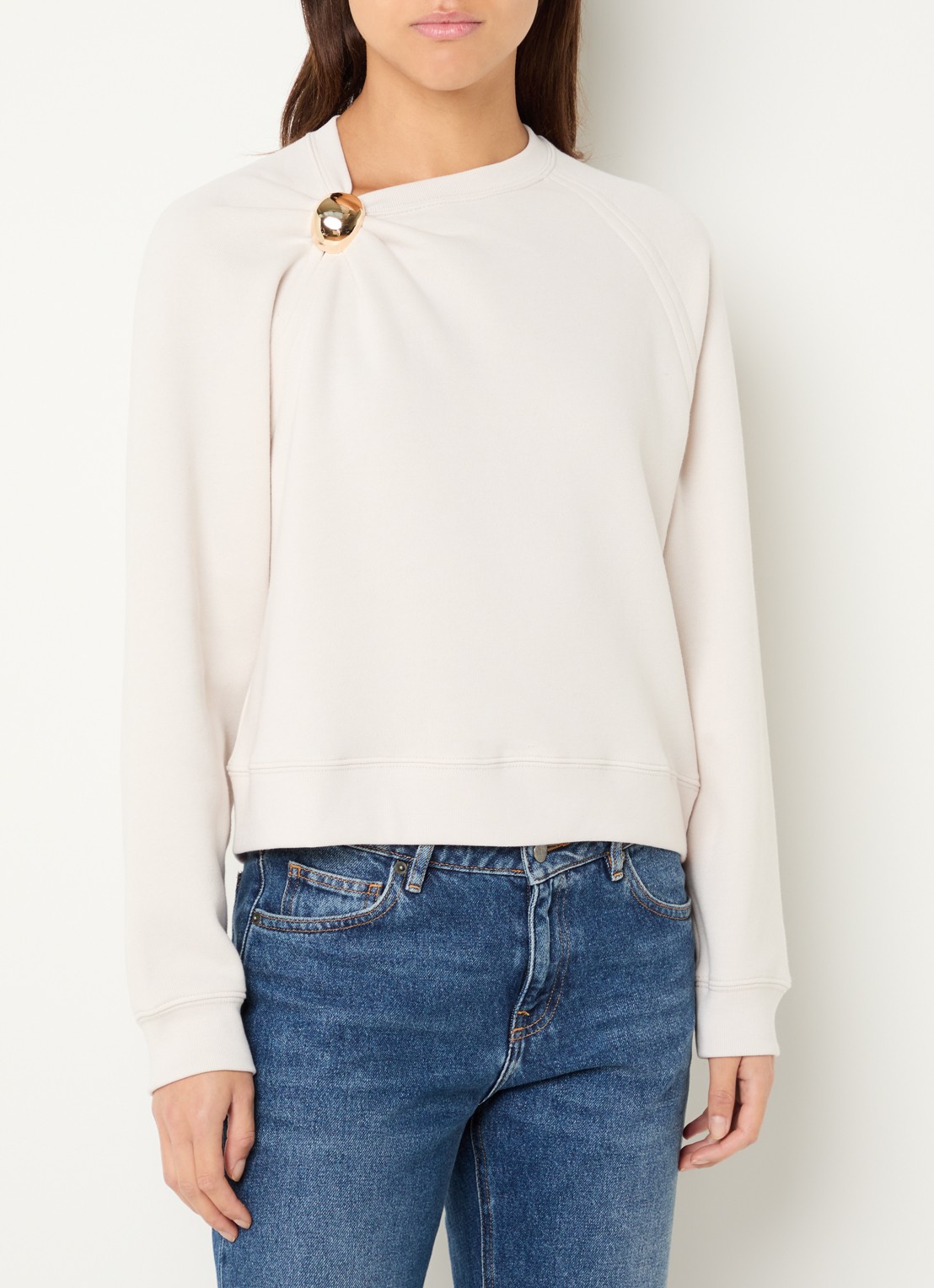 ba&sh Della asymmetrische sweater met plooidetail - detail 4 wit