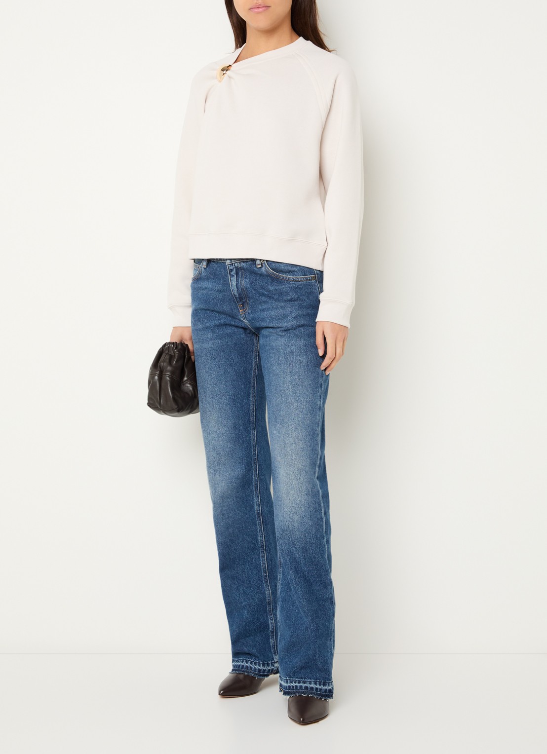 ba&sh Della asymmetrische sweater met plooidetail - voorkant 3 wit