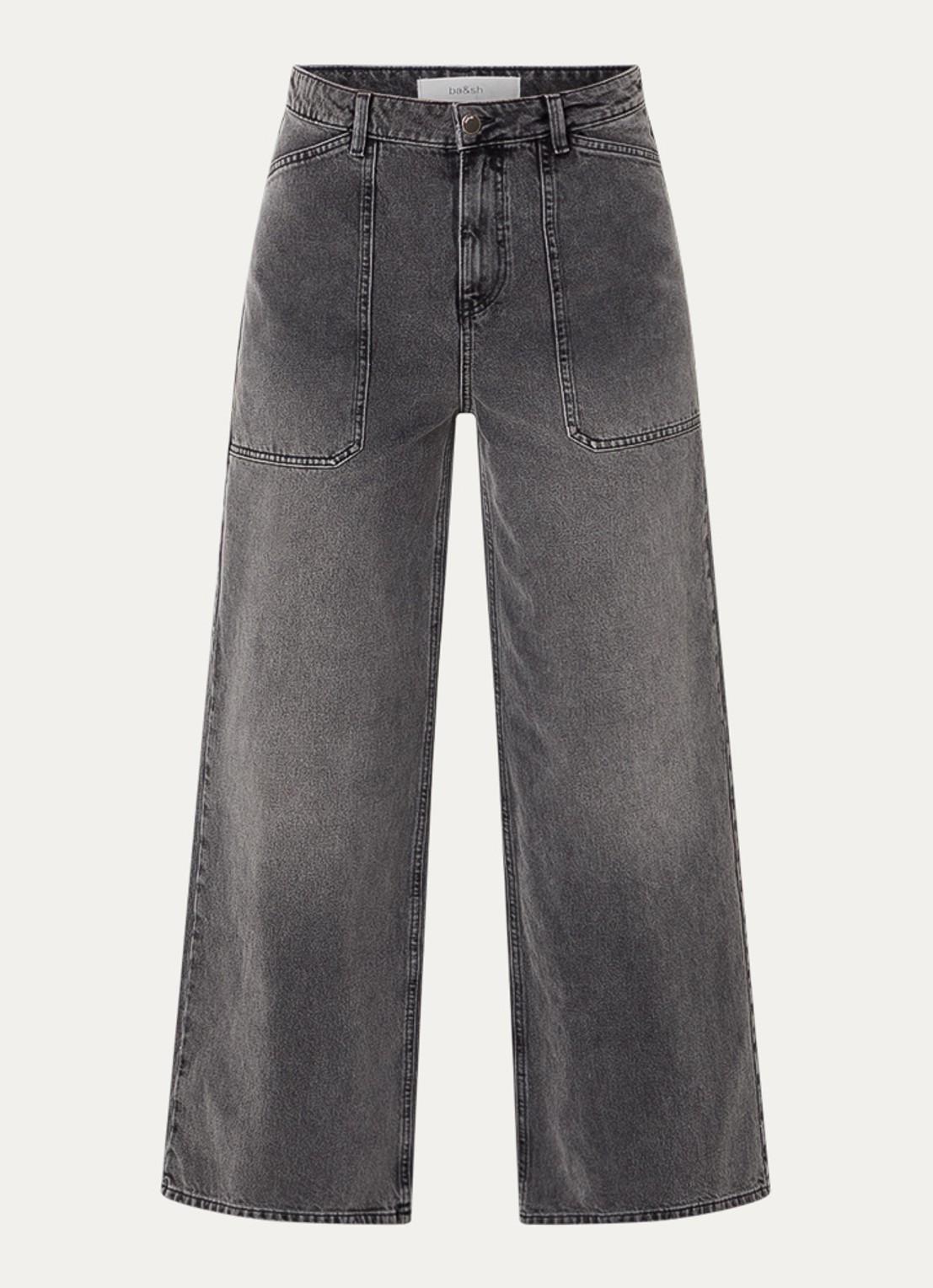 ba&sh Dellou high waist wide jeans met gekleurde wassing - voorkant 3 middengrijs