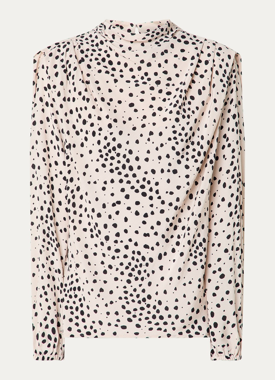 ba&sh Delphine top met stippenprint en asymmetrisch detail - voorkant 3 gebroken wit