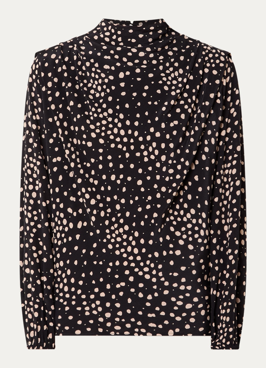 ba&sh Delphine top met stippenprint en asymmetrisch detail - voorkant 2 zwart