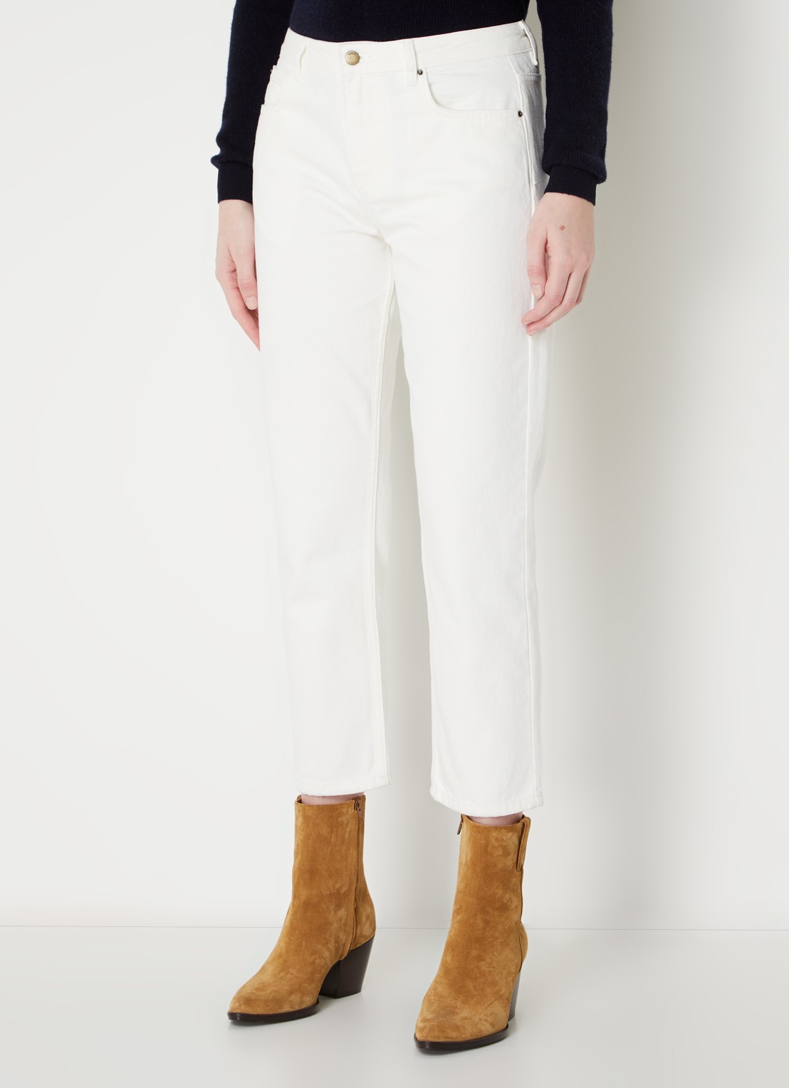 Ba&sh Devon high waist cropped slim fit jeans - detail 3 gebroken wit