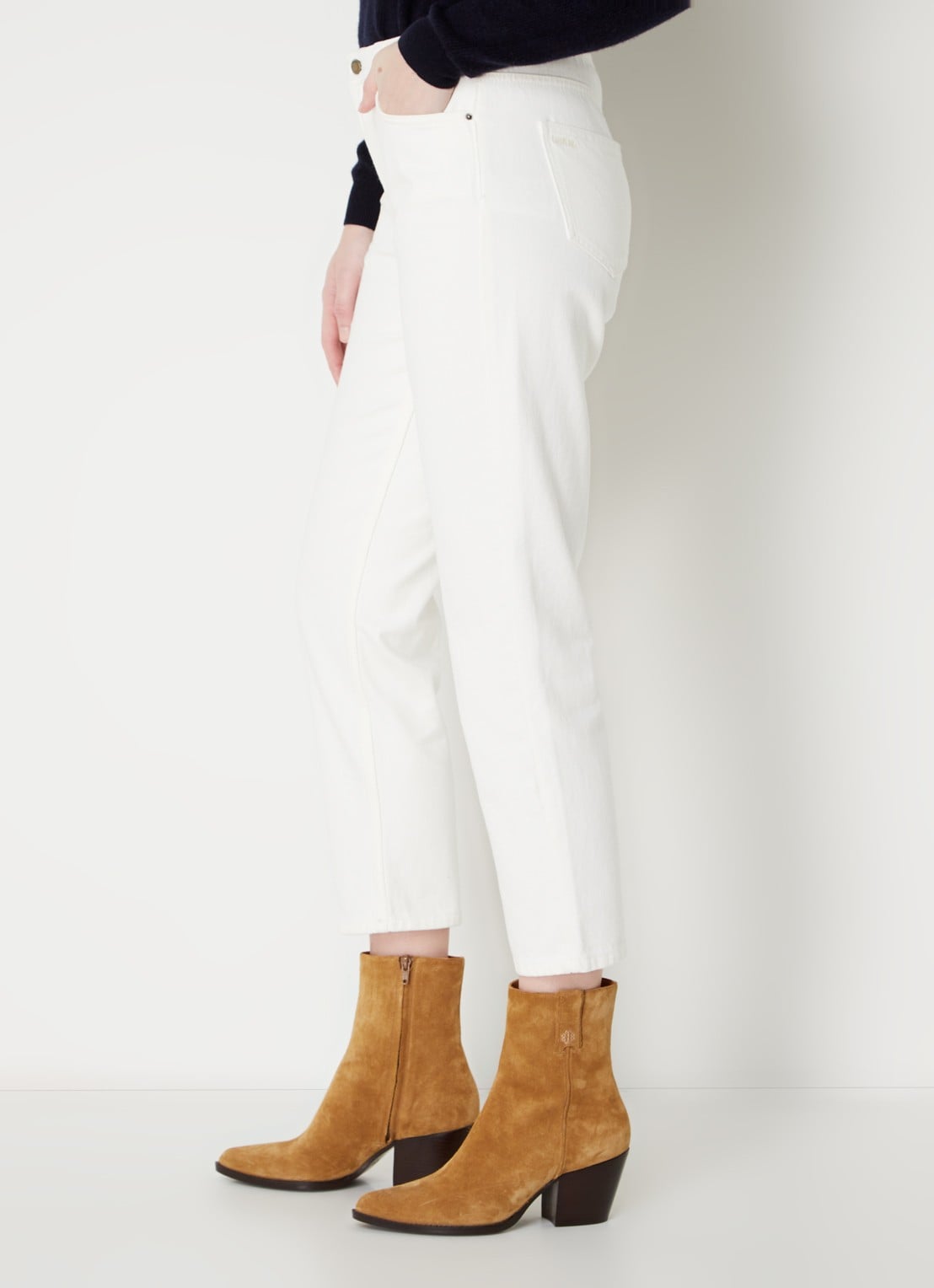 Ba&sh Devon high waist cropped slim fit jeans - detail 4 gebroken wit