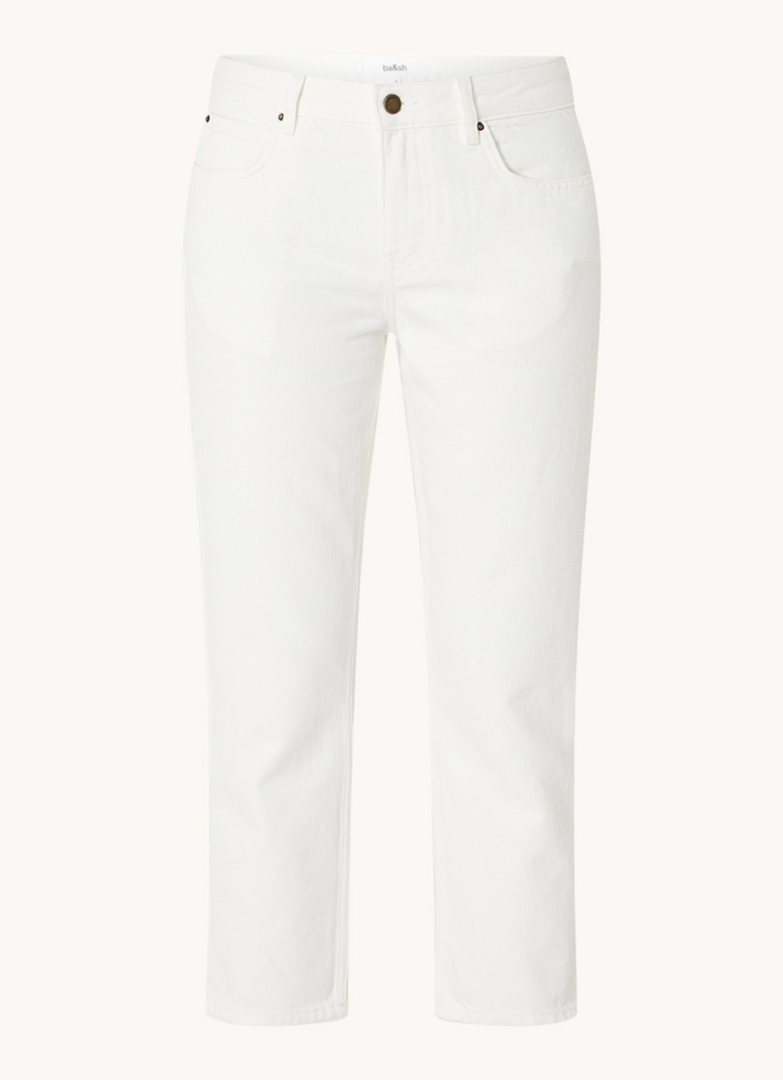 Ba&sh Devon high waist cropped slim fit jeans - voorkant gebroken wit