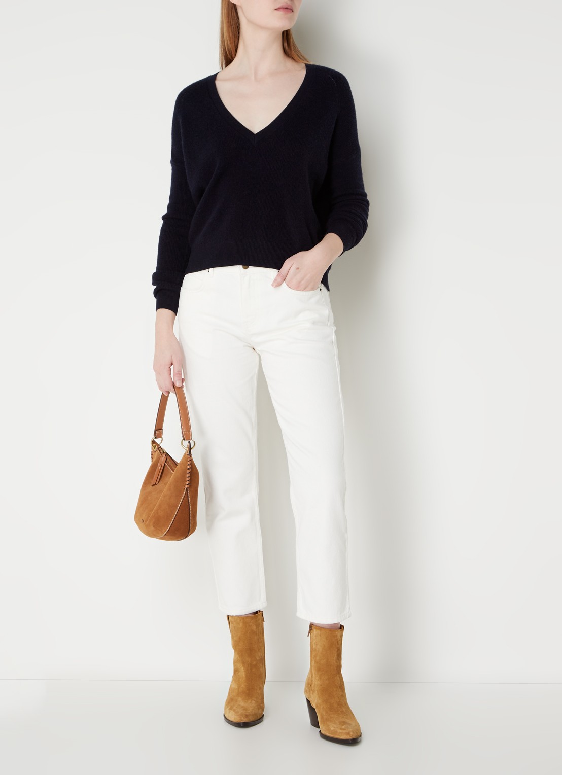 Ba&sh Devon high waist cropped slim fit jeans - voorkant 2 gebroken wit
