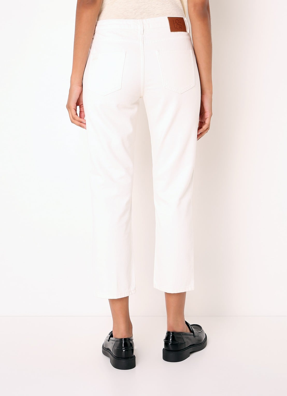 Ba&sh Devon high waist cropped straight leg jeans met gekleurde wassing - achterkant 5 gebroken wit