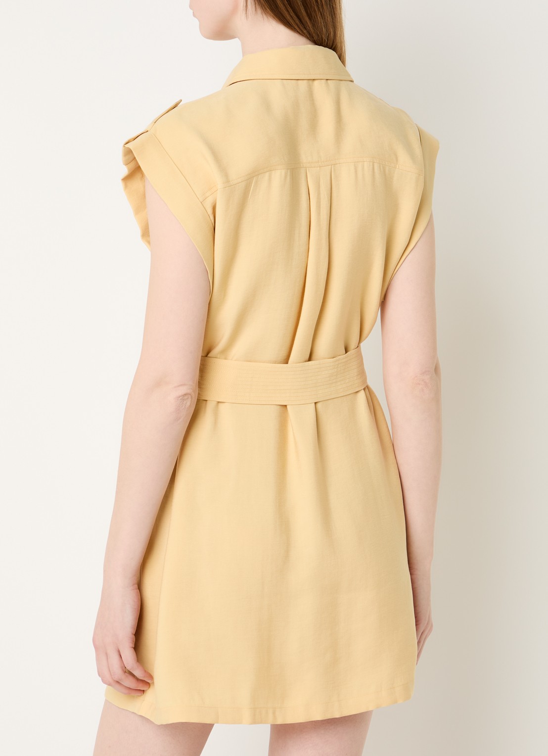 ba&sh Diala mini blousejurk met ceintuur - achterkant 3 geel
