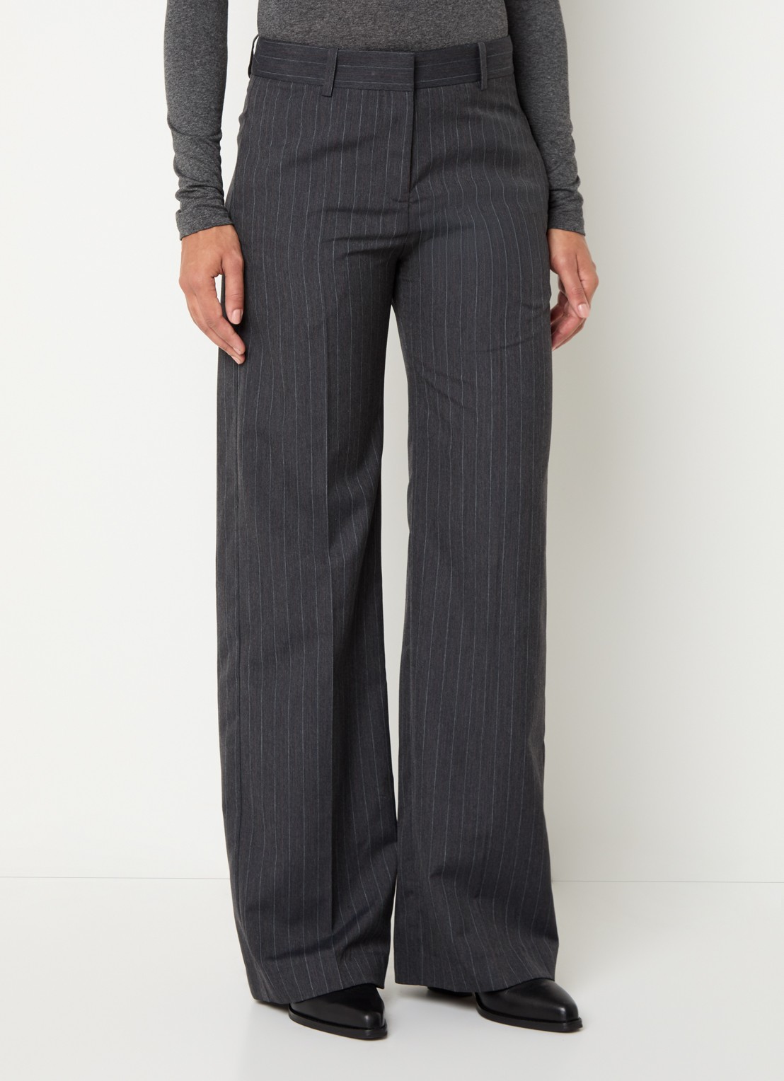 ba&sh Disty mid waist flared fit pantalon met steekzakken - detail donkergrijs