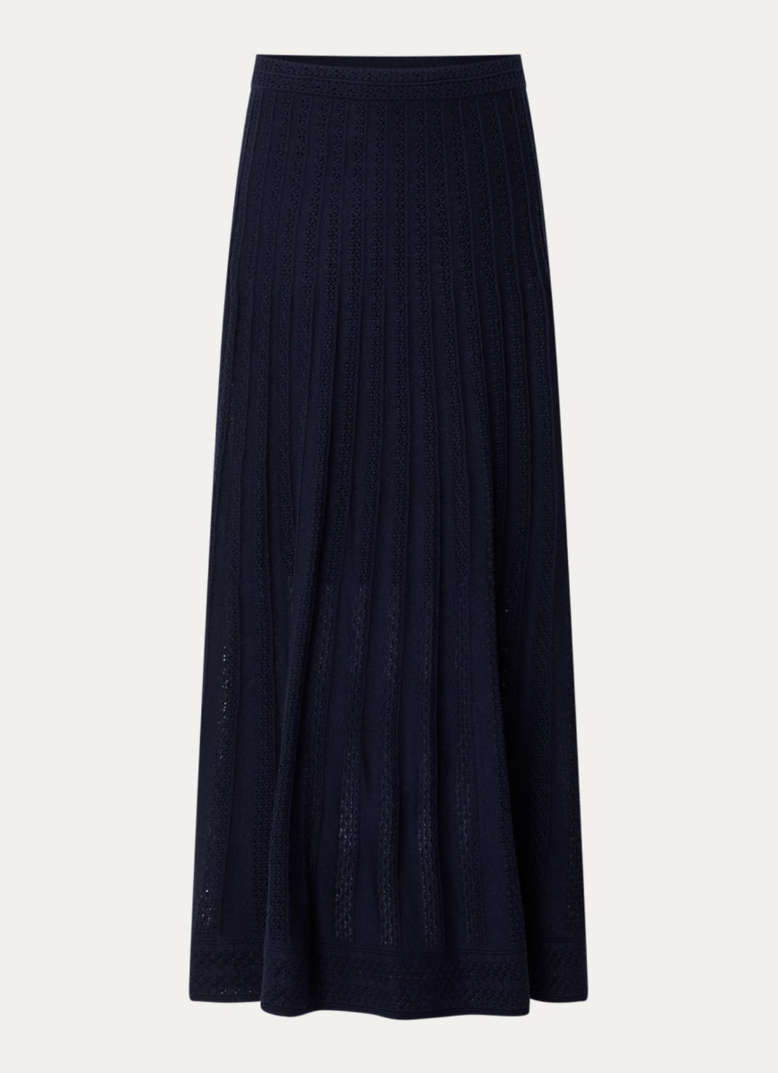 ba&sh Doha maxi rok in wolblend met opengewerkt dessin - voorkant 3 donkerblauw