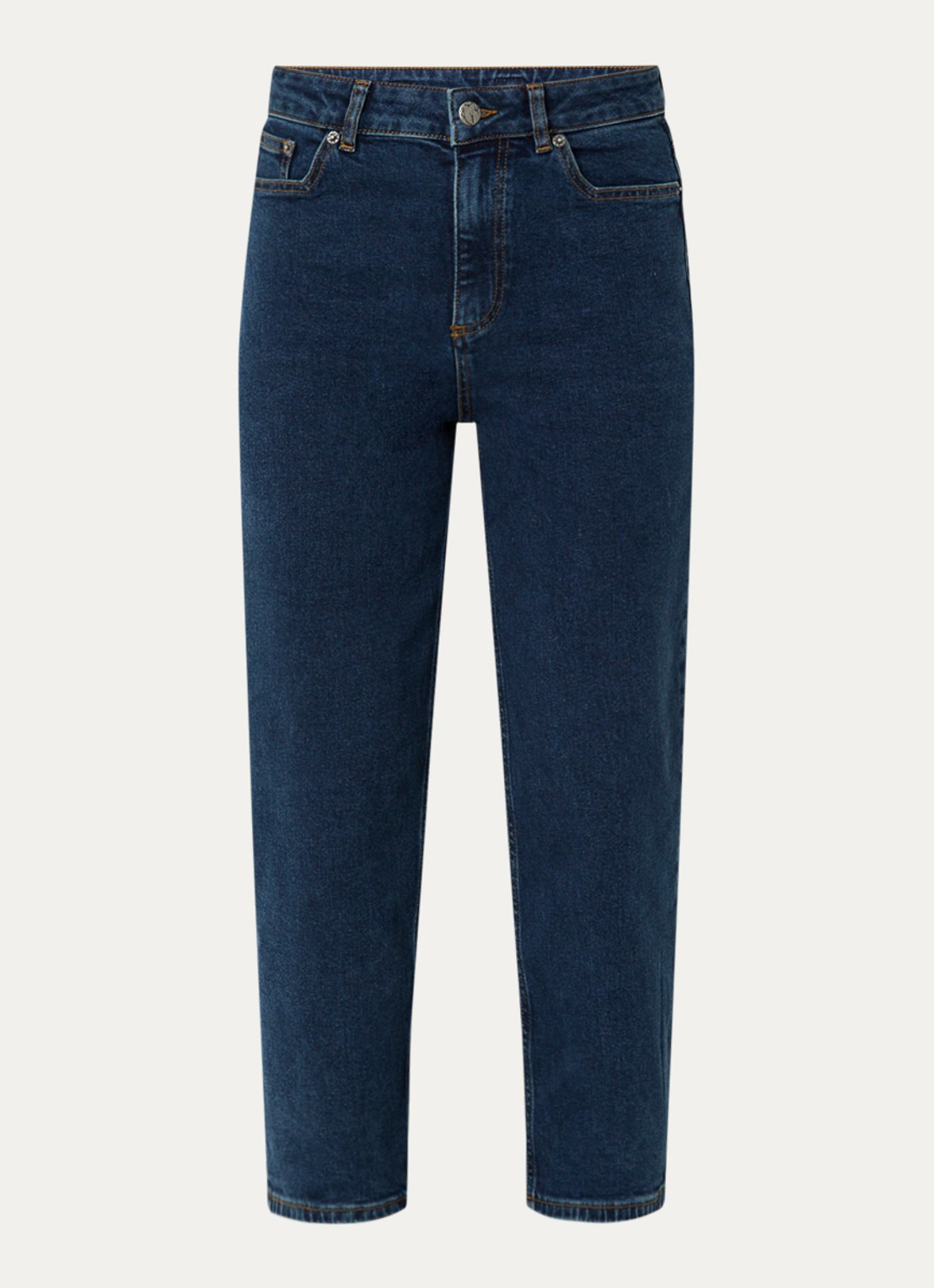 ba&sh Dona high waist cropped slim fit jeans met donkere wassing - voorkant 2 indigo