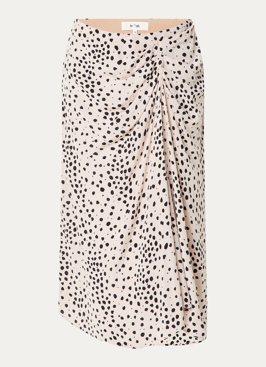 ba&sh Dopera midi rok met stippenprint en asymmetrisch detail - voorkant 3 gebroken wit