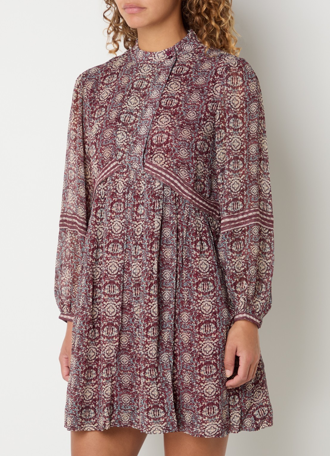 ba&sh Dune mini tuniekjurk met print - detail cranberryrood