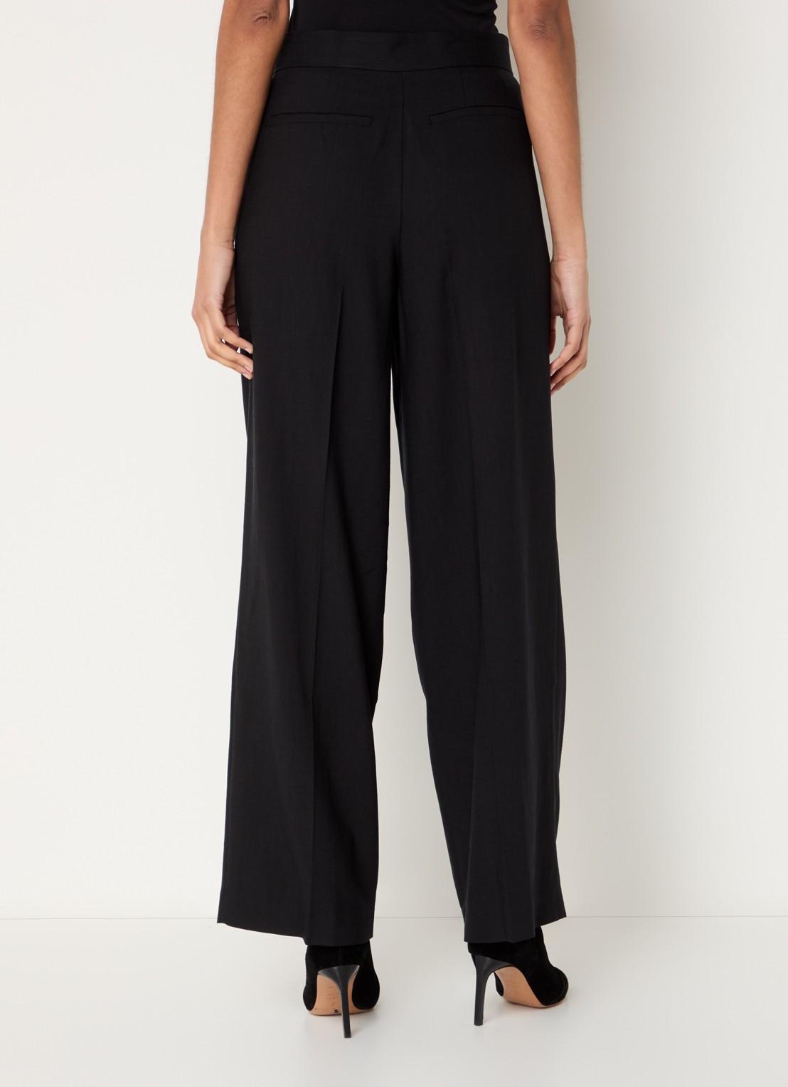 ba&sh Edwin high waist wide fit pantalon met steekzakken - achterkant zwart