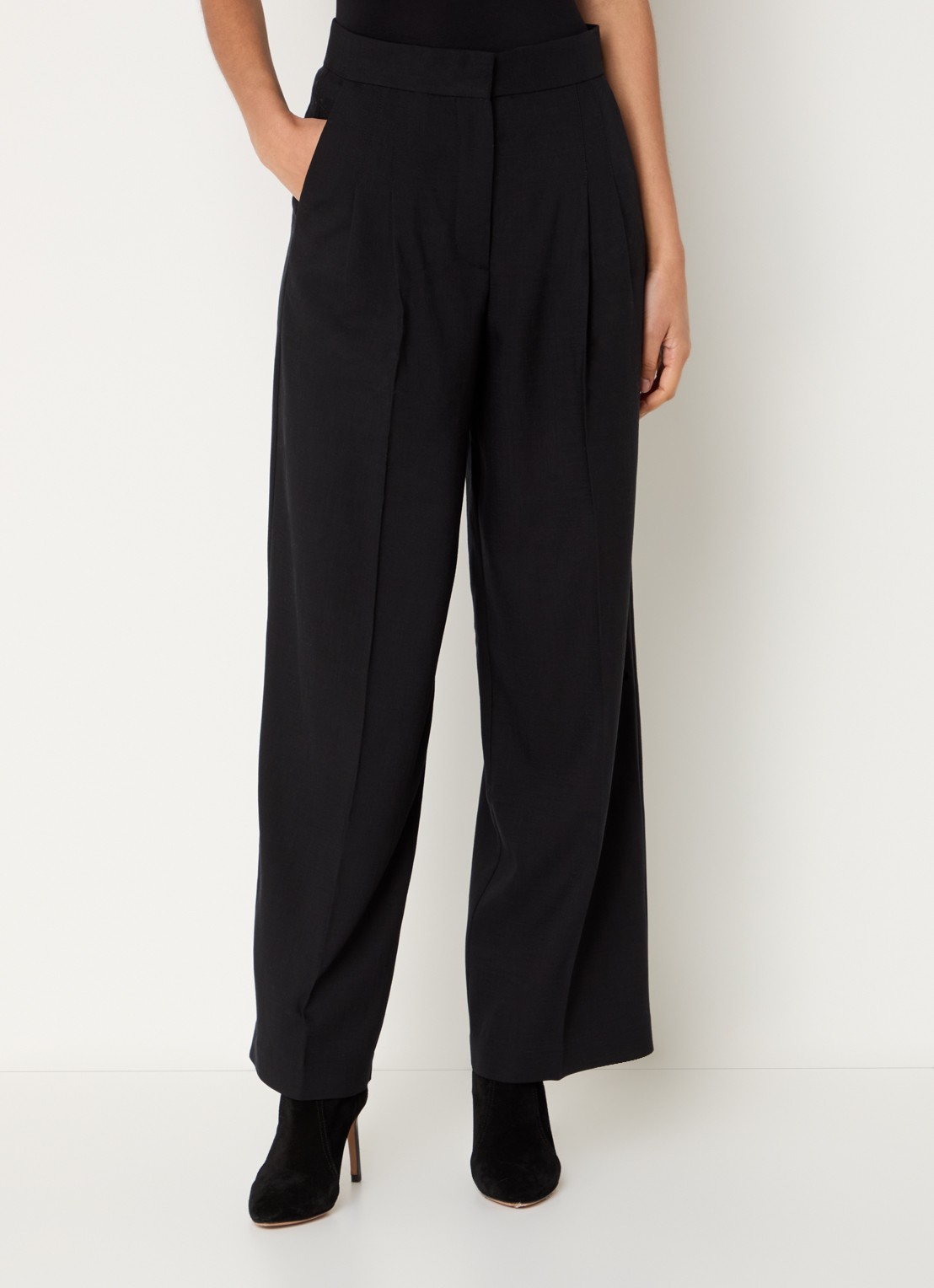 ba&sh Edwin high waist wide fit pantalon met steekzakken - detail 4 zwart