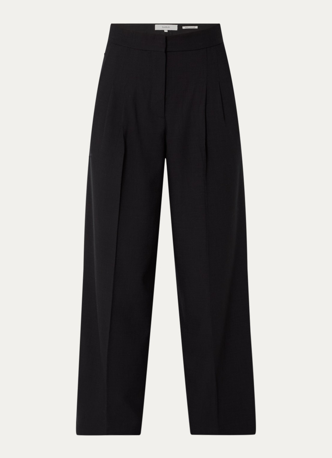 ba&sh Edwin high waist wide fit pantalon met steekzakken - voorkant 2 zwart